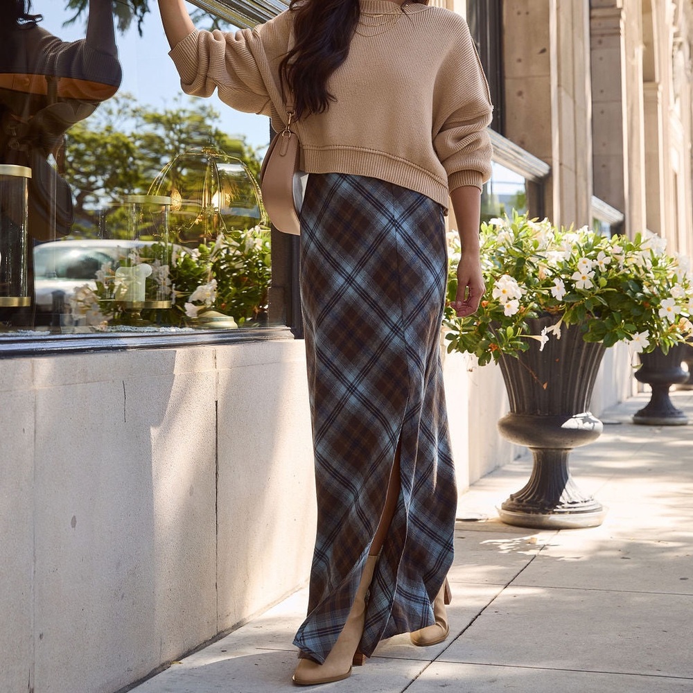 VICI Blue Pepper MAE Lynn Plaid Maxi Skirt